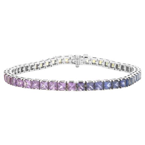 Sapphires Diamonds Karat White Gold Tennis Bracelet For Sale At