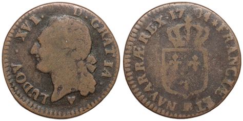 France 1784 BB 1 2 Sol Louis XVI KM 586 4 Strasbourg Mint World Copper