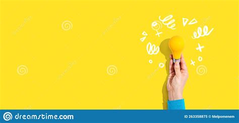 Idea Light Bulb With Hand Drawing Sketch Stock Image Image Of