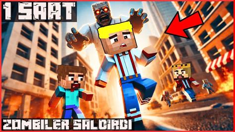 ZOMBİLER ŞEHRE SALDIRDI FİLMİ 1 Saat MİNECRAFT YouTube