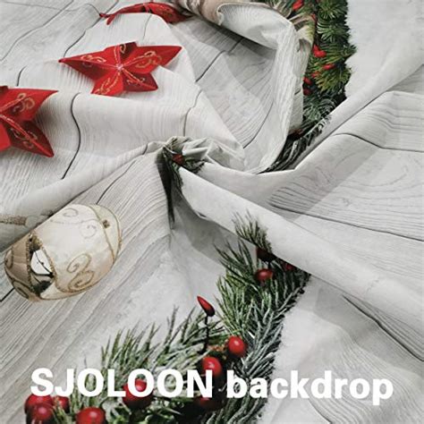 Sjoloon Christmas Backdrop Balls White Wood Floor Photography Backdrop