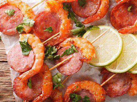 Tailgate Recipes Grilled Shrimp And Chorizo Skewers