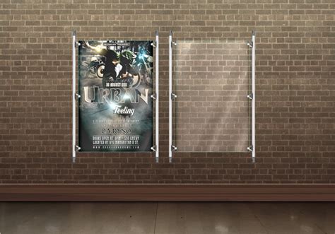 Poster Display And Glass Flyer Mockup Product Mock Up