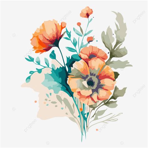 Free Watercolor Flower Vector Sticker Clipart Watercolor Floral