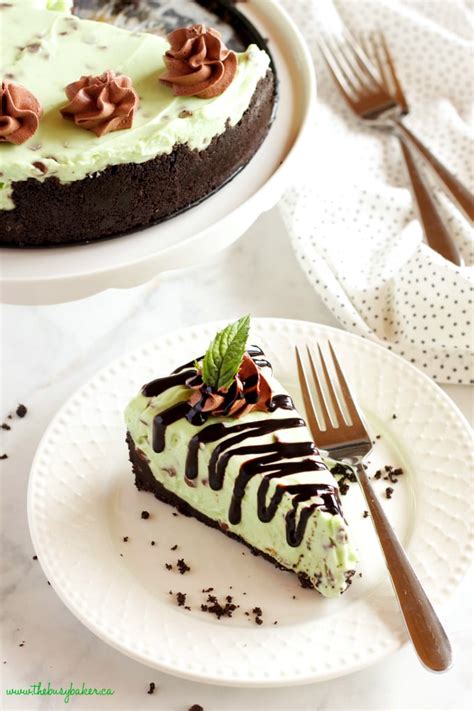 Easy No Bake Mint Chocolate Chip Cheesecake The Busy Baker