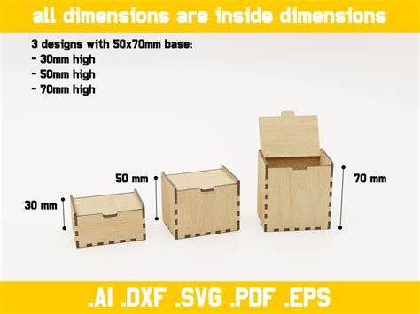 Boxes With Flip Up Lids Vector Files For Laser Cut 3mm Thickness Materials Digital Files Dxf Ai