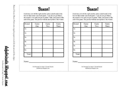 Free Printable Bunco Rules And Score Sheets Bunco Score Sheets Bunco