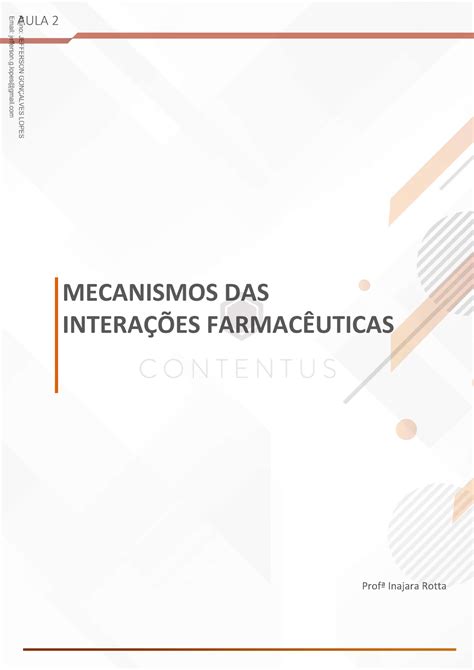 MECANISMOS DAS INTERAÇÕES FARMACÊUTICAS LIVRO 02 Saúde Coletiva