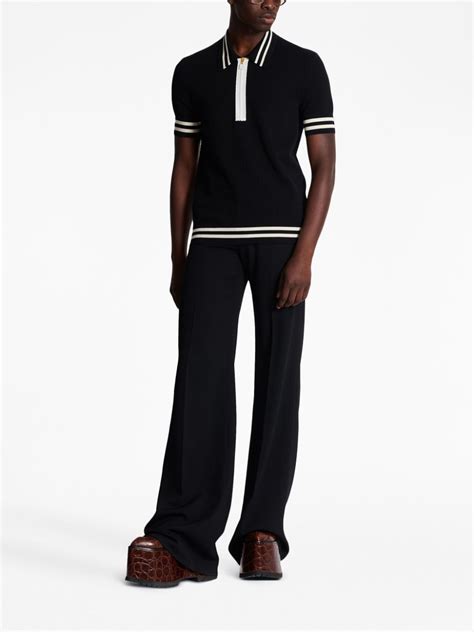 Balmain Monogram Jacquard Polo Shirt Black FARFETCH