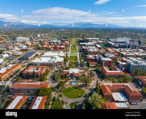 University of Arizona main campus aerial view including University Mall ...