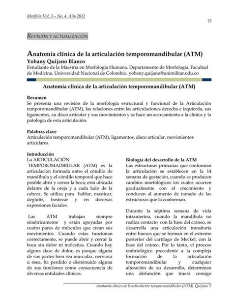 Anatomía Clínica de la Articulación Temporomandibular ATM Ana