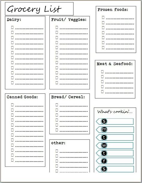 The Grocery List Is Shown In This Printable