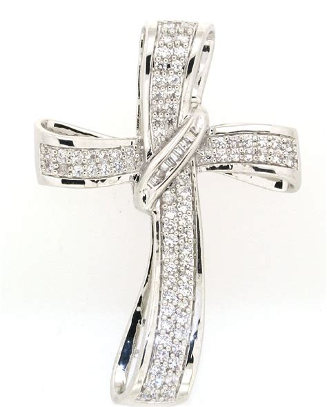 Women S 1 Cttw Rhodium Over Brass Diamond Cross Necklace