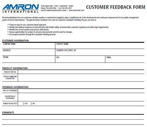 Free 13 Sample Customer Feedback Forms In Ms Word E6f