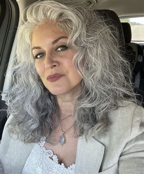 Curly Silver Hair Silver White Hair Natural Gray Hair Long Gray Hair Silver Haired Beauties