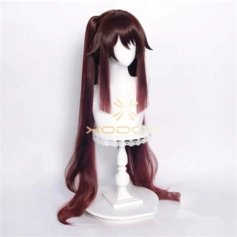 Wig Cosplay Genshin Impact Hutao Cm Wig Sintetik Tahan Panas Coklat