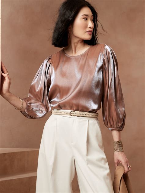 Metallic Satin Blouse Banana Republic Factory