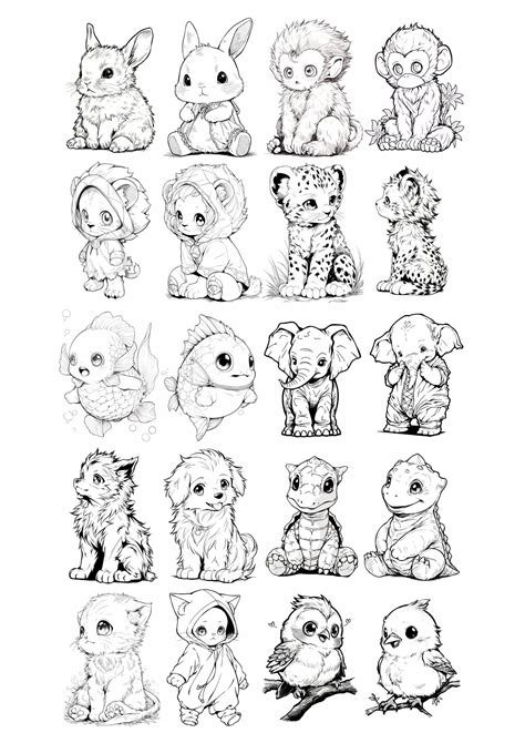 20 Coloring Pages for Kids, Baby Animals - Etsy