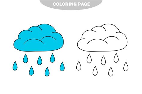 simple página para colorear linda nube de lluvia vector página para