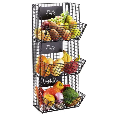 Buy ALHAKIN Wall Ed Wire Basket Hanging Fruit Basket 3 Tier Kitchen