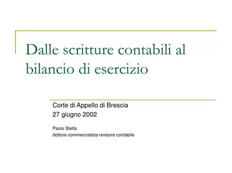 Ppt Dalle Scritture Contabili Al Bilancio Di Esercizio Powerpoint