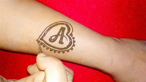 A Letter Henna Tattoo Design With Heart Shape A Alphabet Mehndi