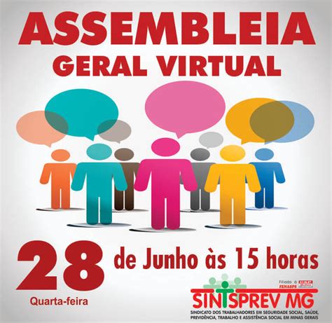 SINTSPREV MG realizará Assembleia Geral Virtual na quarta feira 28 de