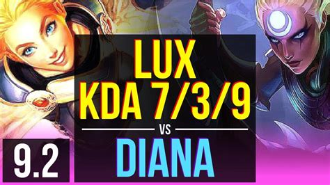 LUX Vs DIANA MID KDA 7 3 9 NA Master V9 2 YouTube