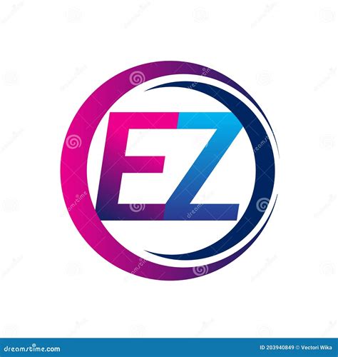 Initial Letter Logo Ez Company Name Blue And Magenta Color On Circle