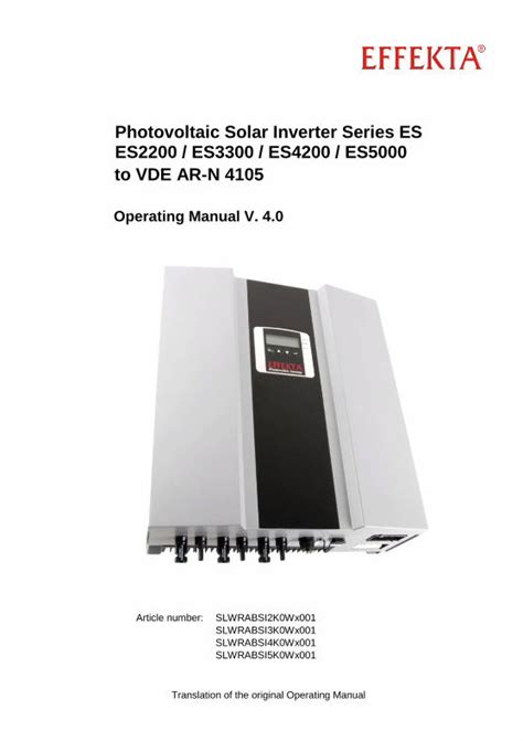 Pdf Photovoltaic Solar Inverter Series Es Es Es Pdf