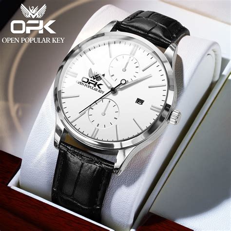 Opk Watch For Men Waterproof Original Quartz Leather Luminous Calendar