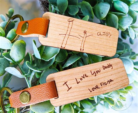 Custom Wood Engraved Keychain Fathers Day T For Dad Etsy