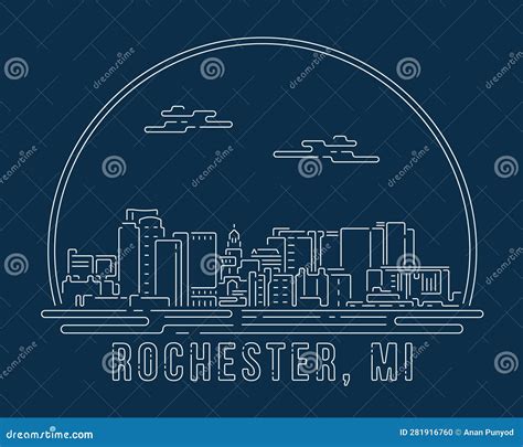 Rochester USA Skyline And Landmarks Silhouette Vector Illustration