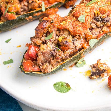 Meaty Vegan Stuffed Zucchini Boats Boats Debra Klein Easy Plant Based Recipes