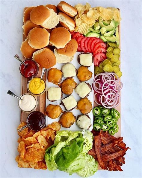 Slider Board Mini Burgers With All The Toppings By The Bakermama