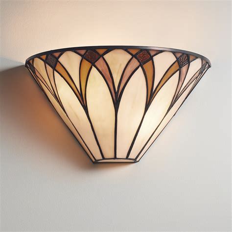 Filton High Bronze Yellow Tiffany Style Wall Sconce