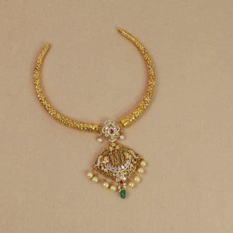 Buy Kt Gold Cz Pachi Ram Parivar Kante Necklace Vg Online From