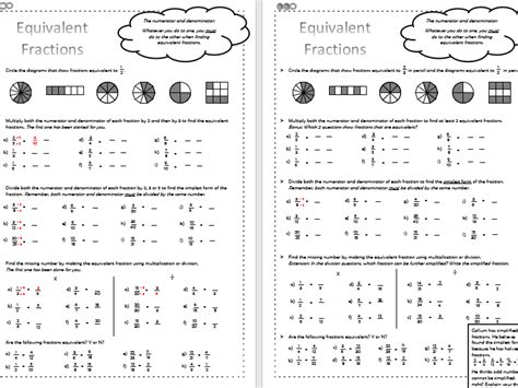 Equivalent Fractions Differentiated Worksheets KS2 Teaching Resources