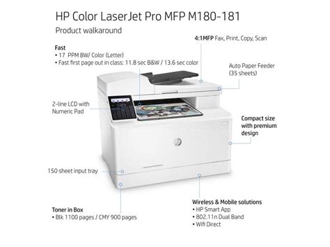 Hp Color Laserjet Pro Mfp M181fw Print Copy Scan Fax Wireless Printer