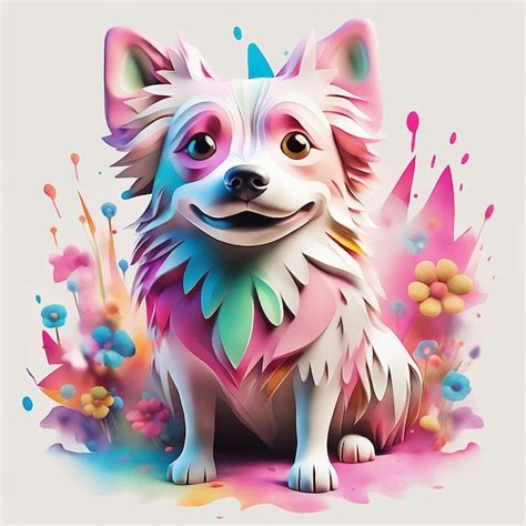 premium photo ai pink color beautiful dog surrounded  flower