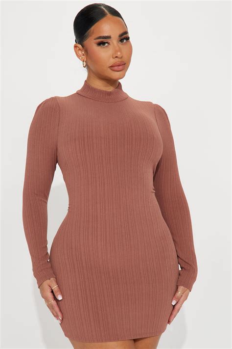 Sofia Ribbed Mini Dress Mocha Fashion Nova Dresses Fashion Nova