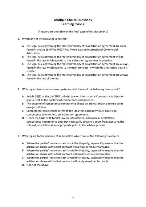 Lc2 Mcqs Tort Law Mcqs 1 Multiple Choice Questions Learning Cycle 2