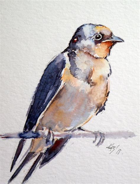 Swallow II 2015 by Kovács Anna Brigitta Watercolor bird Painting