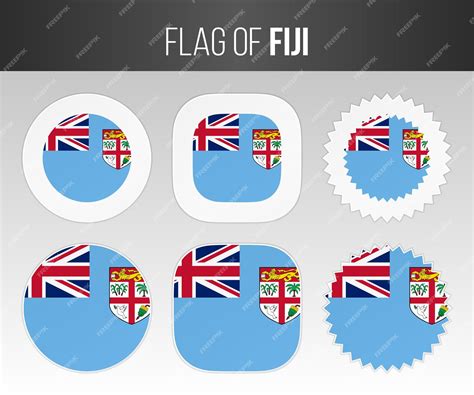 Bandeira De Fiji Etiquetas Emblemas E Adesivos Ilustração Bandeiras De Fiji Isoladas Vetor Premium