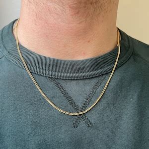 2mm 18K Gold Chain Necklace Mens Gold Connell Curb Chain Gold Chains