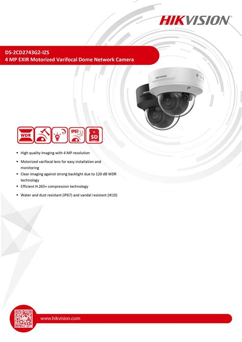 Hikvision Ds Cd G Izs Mp Vandal Motorized Varifocal Dome Network