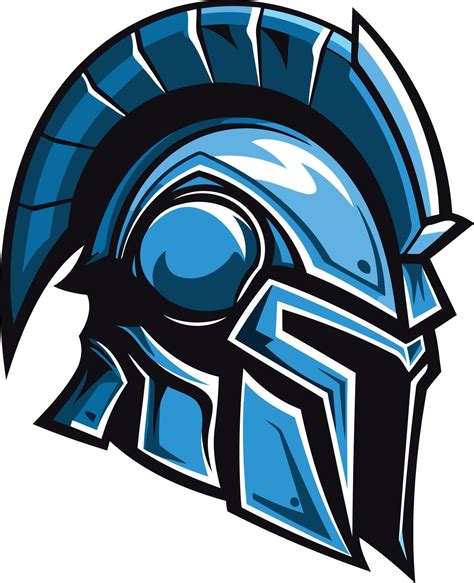 A Bold And Powerful Spartan Helmet Design In Blue Perfect For Gaming