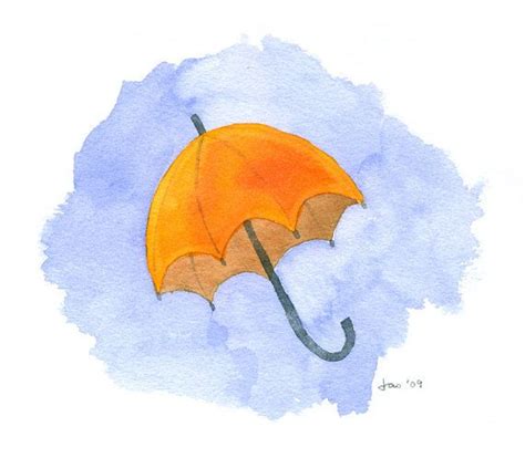 Orange Umbrella - Watercolor 10x8 Print | Watercolor art, Watercolor, Orange umbrella