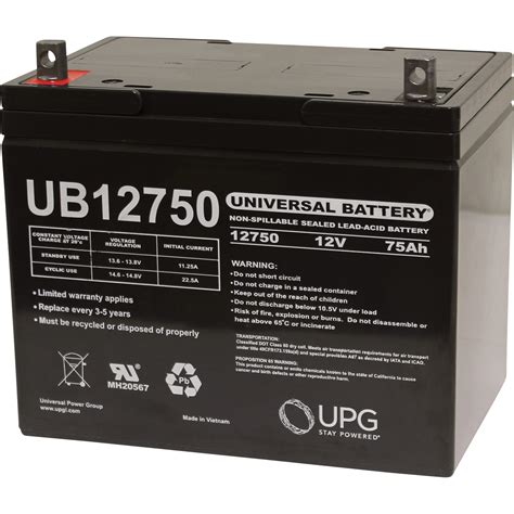 Upg Sealed Lead Acid Battery — Agm Type 12v 75 Amps Model 46082