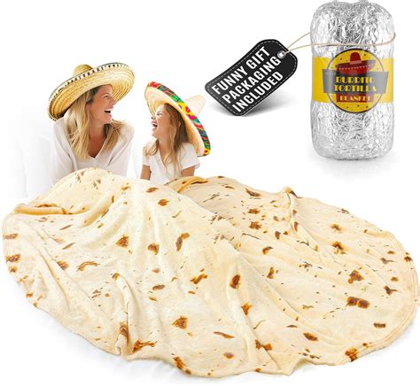 Zulay Giant Double Sided Tortilla Blanket With Burrito T Packaging Novelty